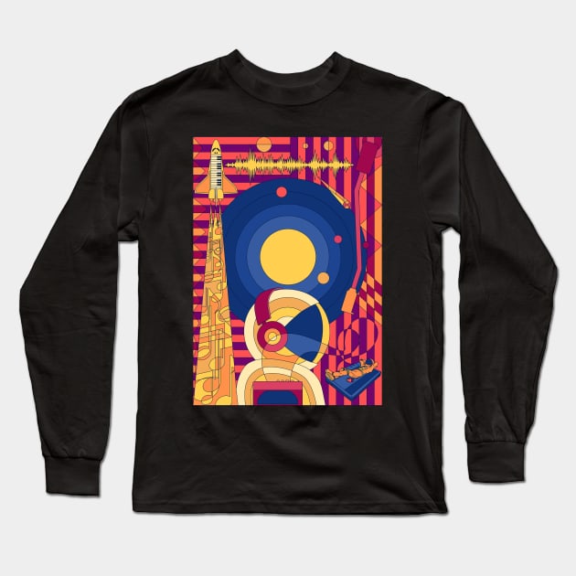 Space Music Long Sleeve T-Shirt by Sachpica